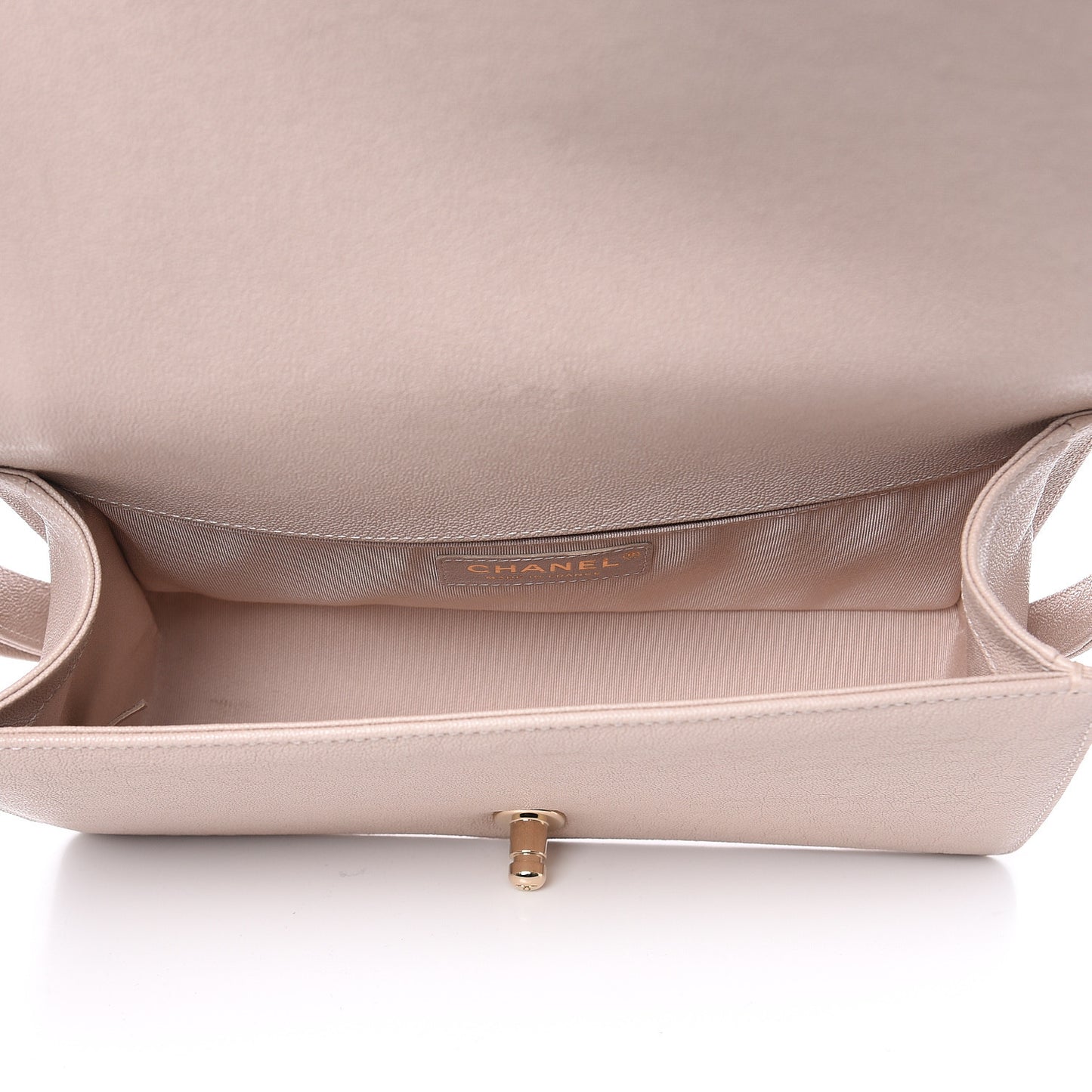 Iridescent Caviar Quilted Medium Boy Flap Light Beige