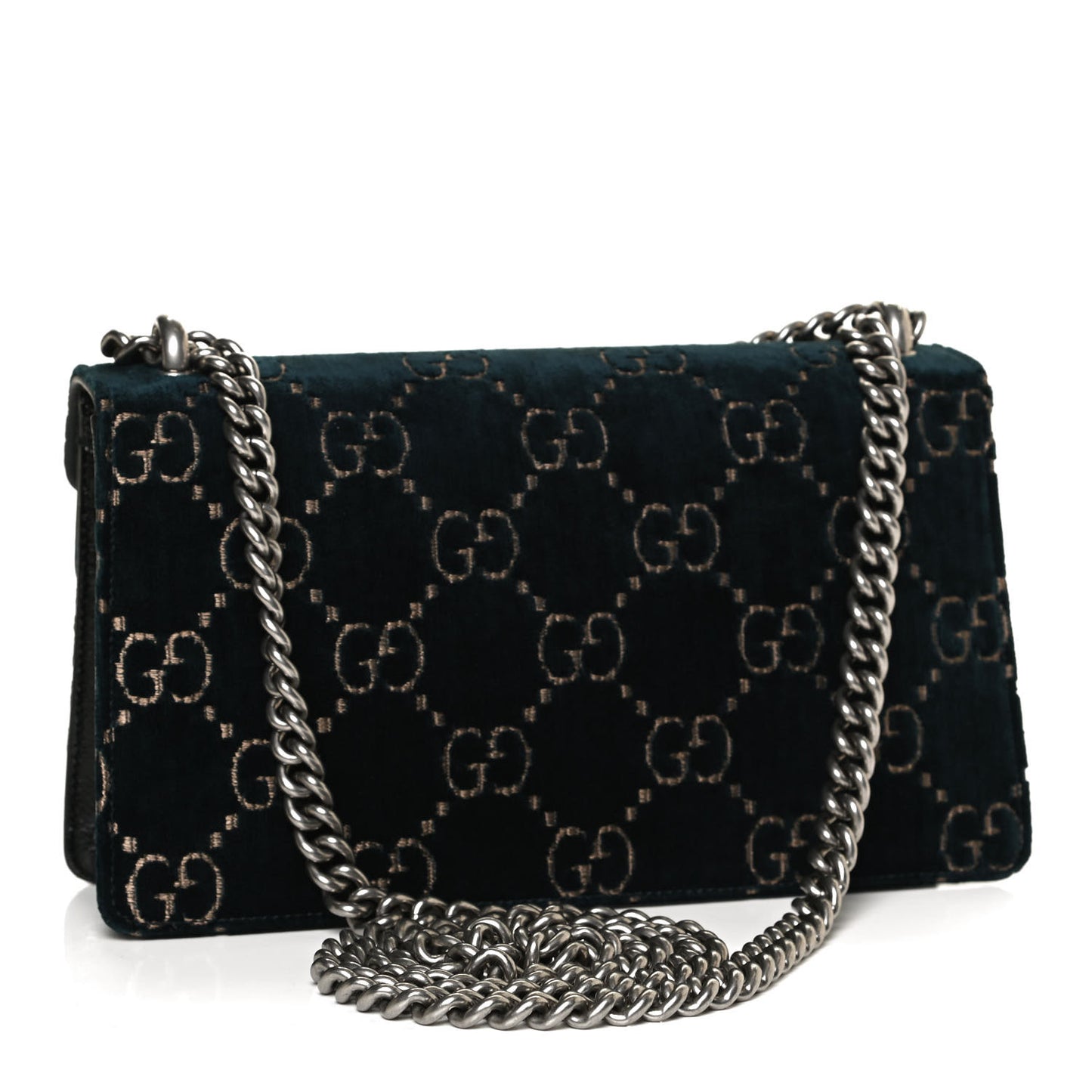 Velvet Skipper Crystal GG Monogram Small Dionysus Shoulder Bag Blue Beige Black