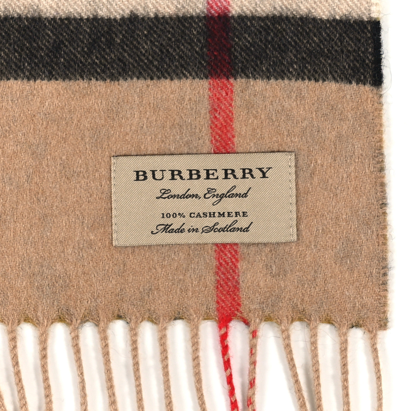 Cashmere Giant Check Floral Fringe Scarf Archive Beige