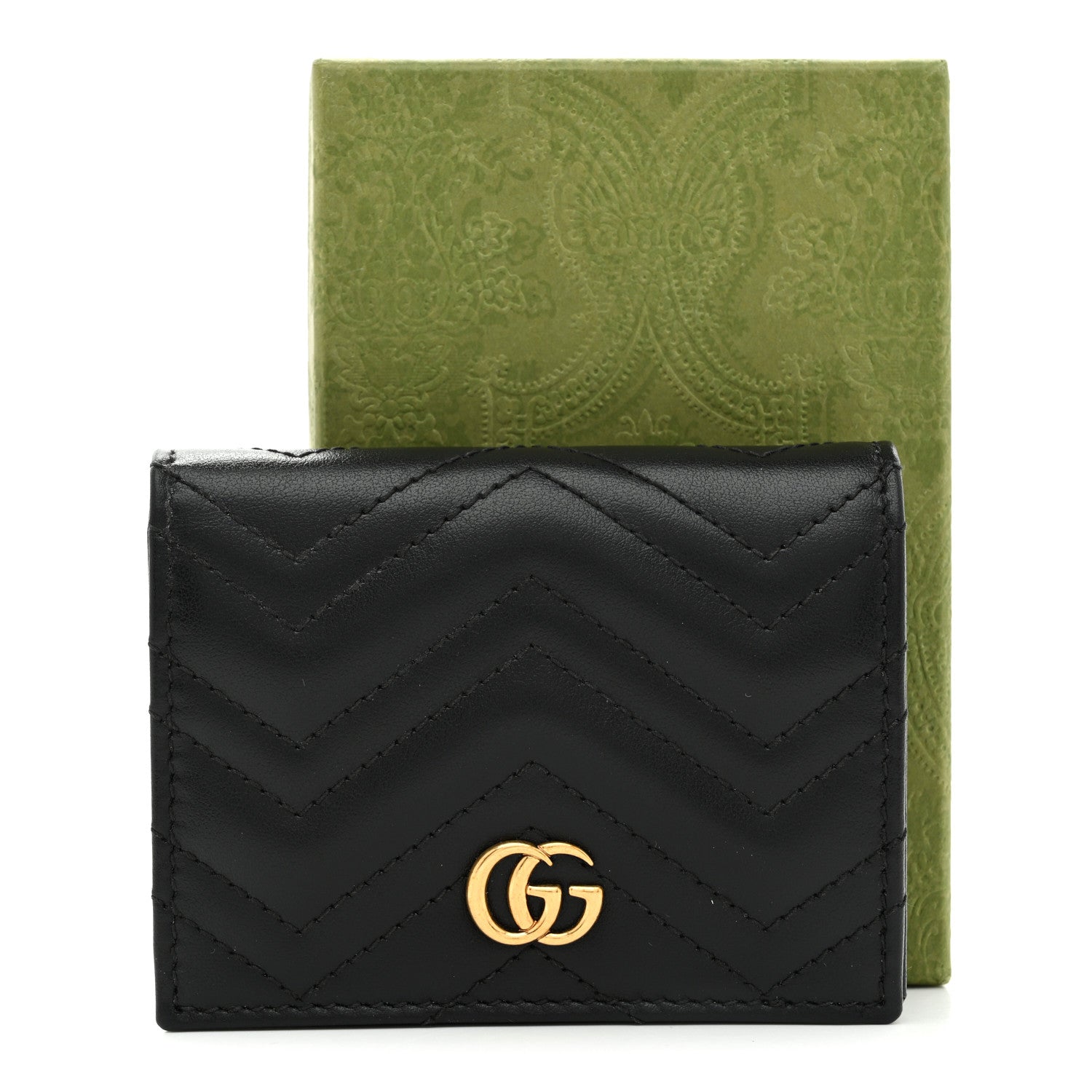 Gucci Calfskin Matelasse GG Marmont Card Case Wallet Black 8 of 8