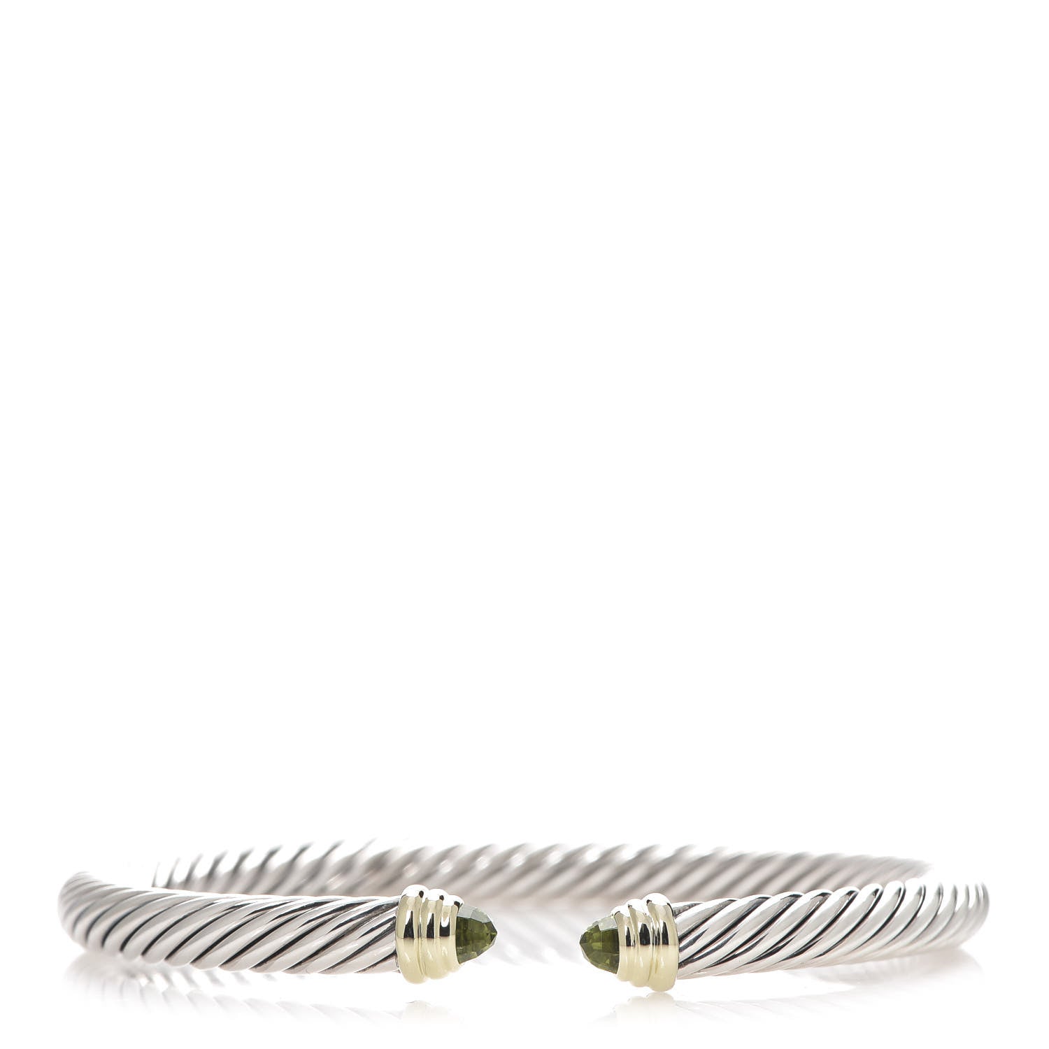 David Yurman Sterling Silver 14K Yellow Gold Peridot 5mm Cable Classics Petite Color Bracelet 1 of 3