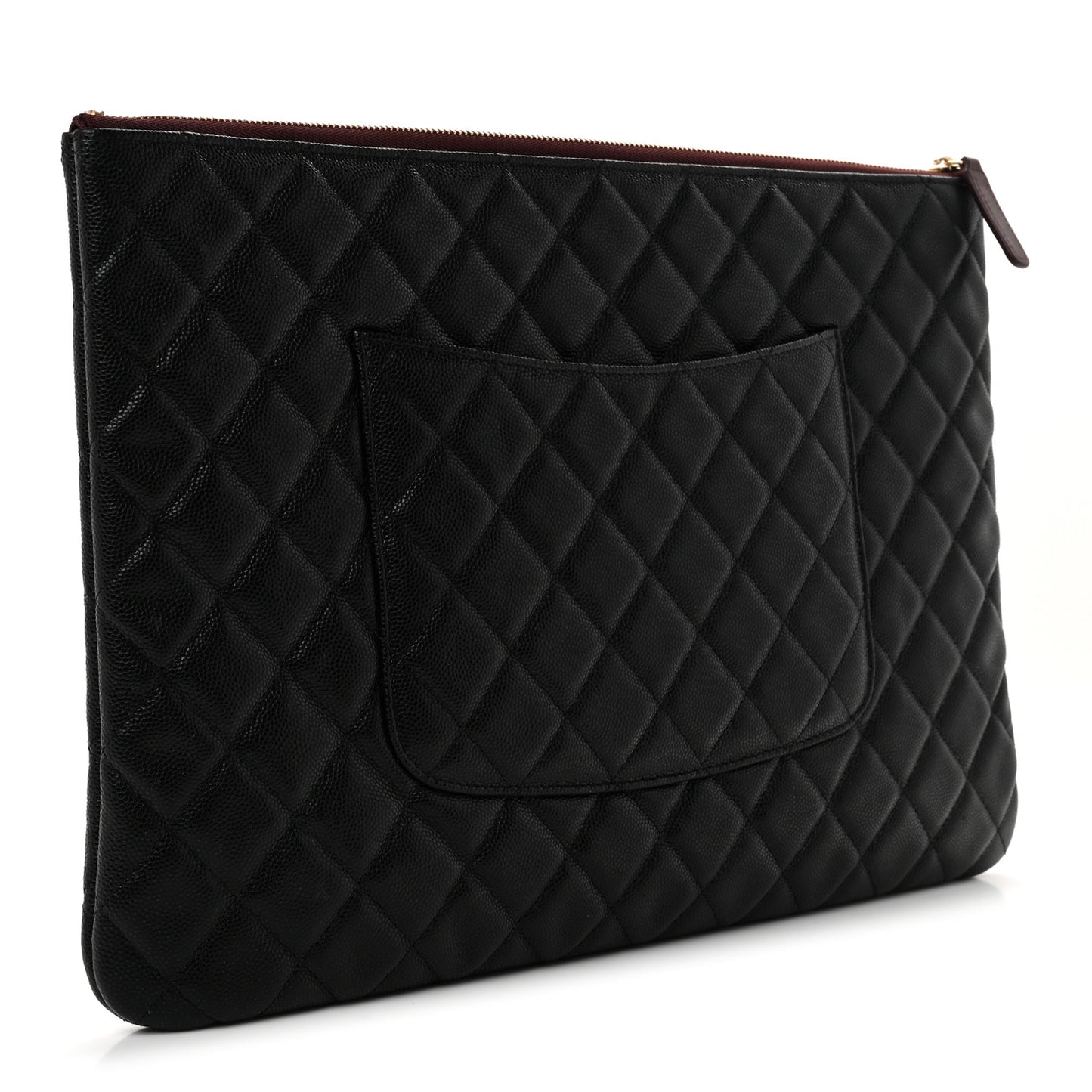 Caviar Quilted Large Cosmetic Case Black