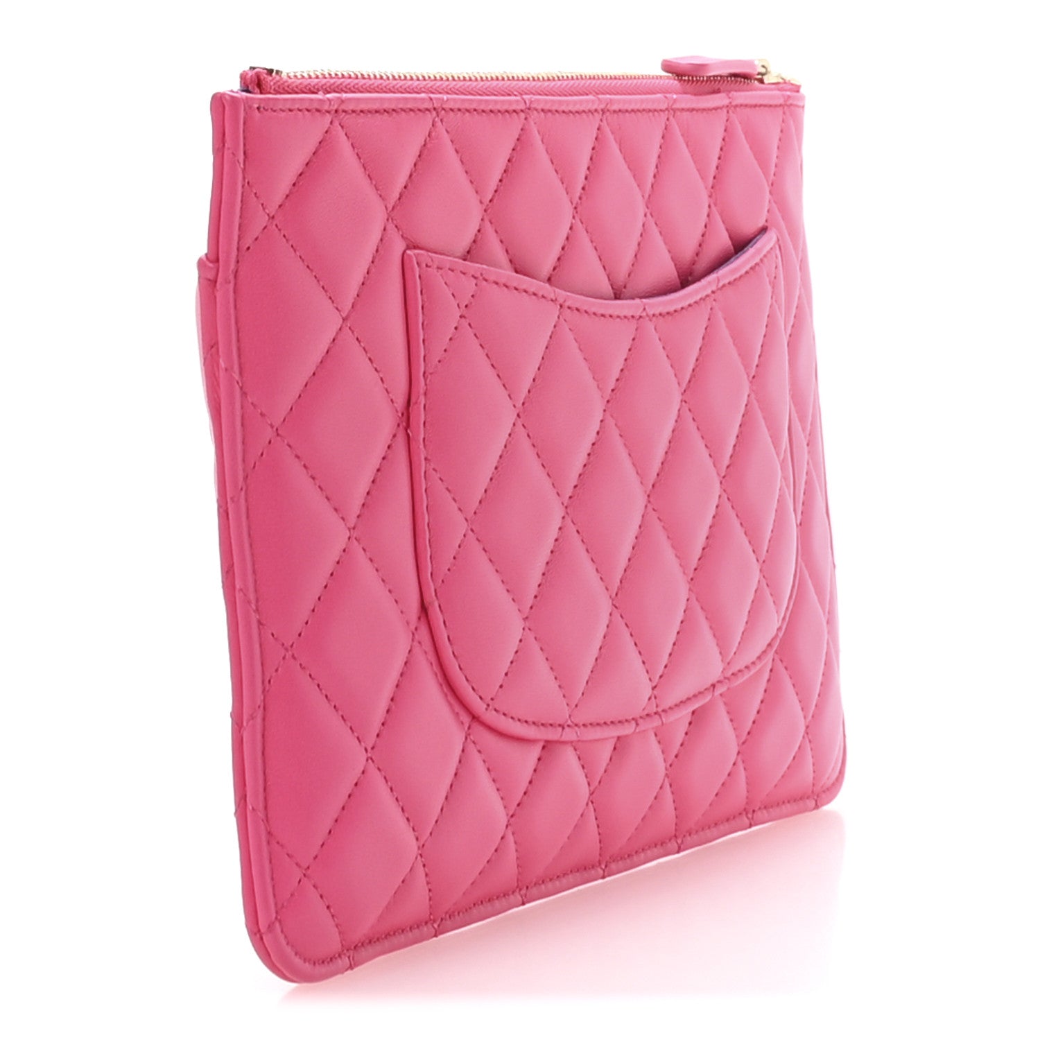 Chanel Lambskin Quilted Sunset Boulevard Pouch Case Pink Purple 4 of 10