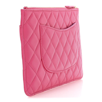 Chanel Lambskin Quilted Sunset Boulevard Pouch Case Pink Purple 4 of 10