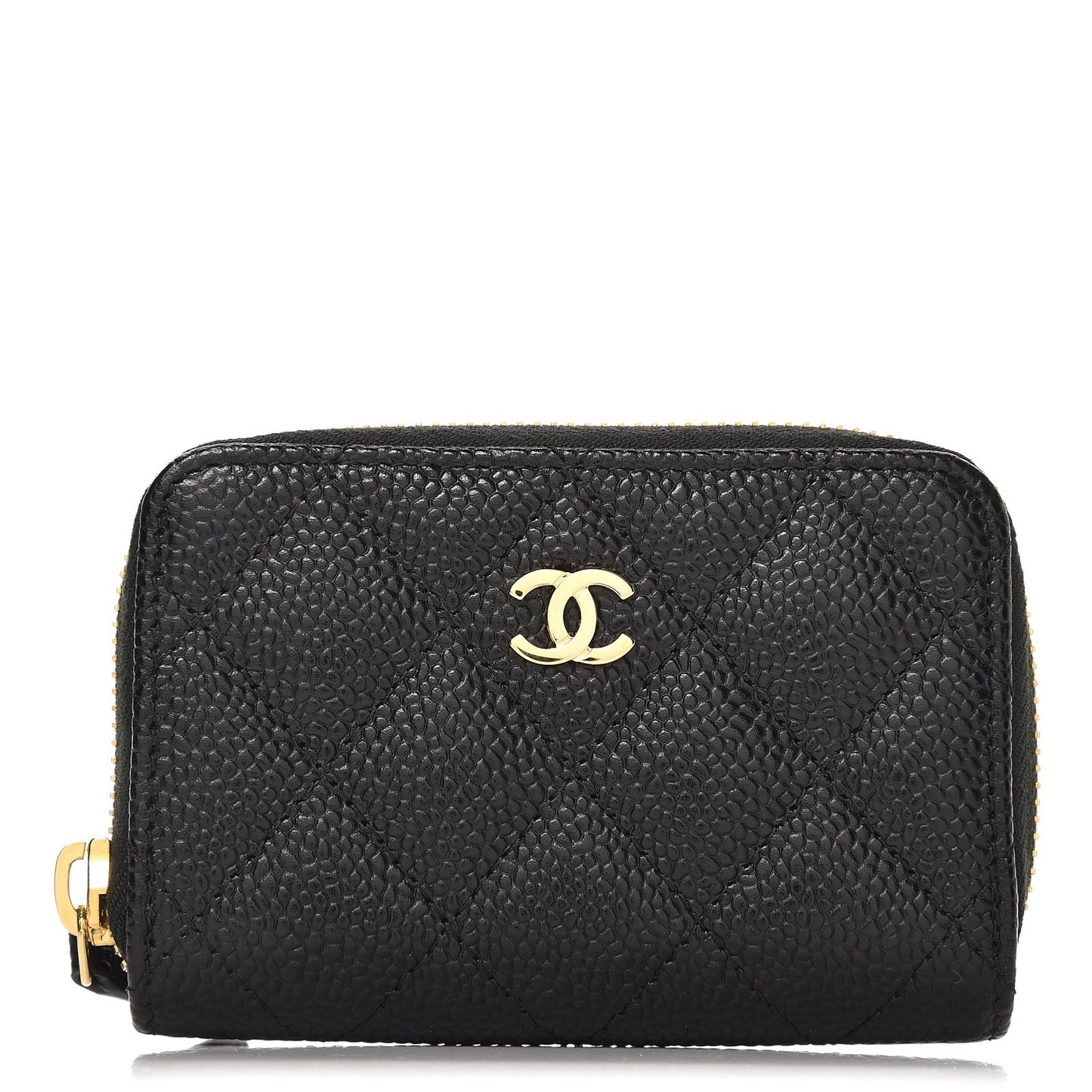 Caviar Quilted Zip Coin Purse Black