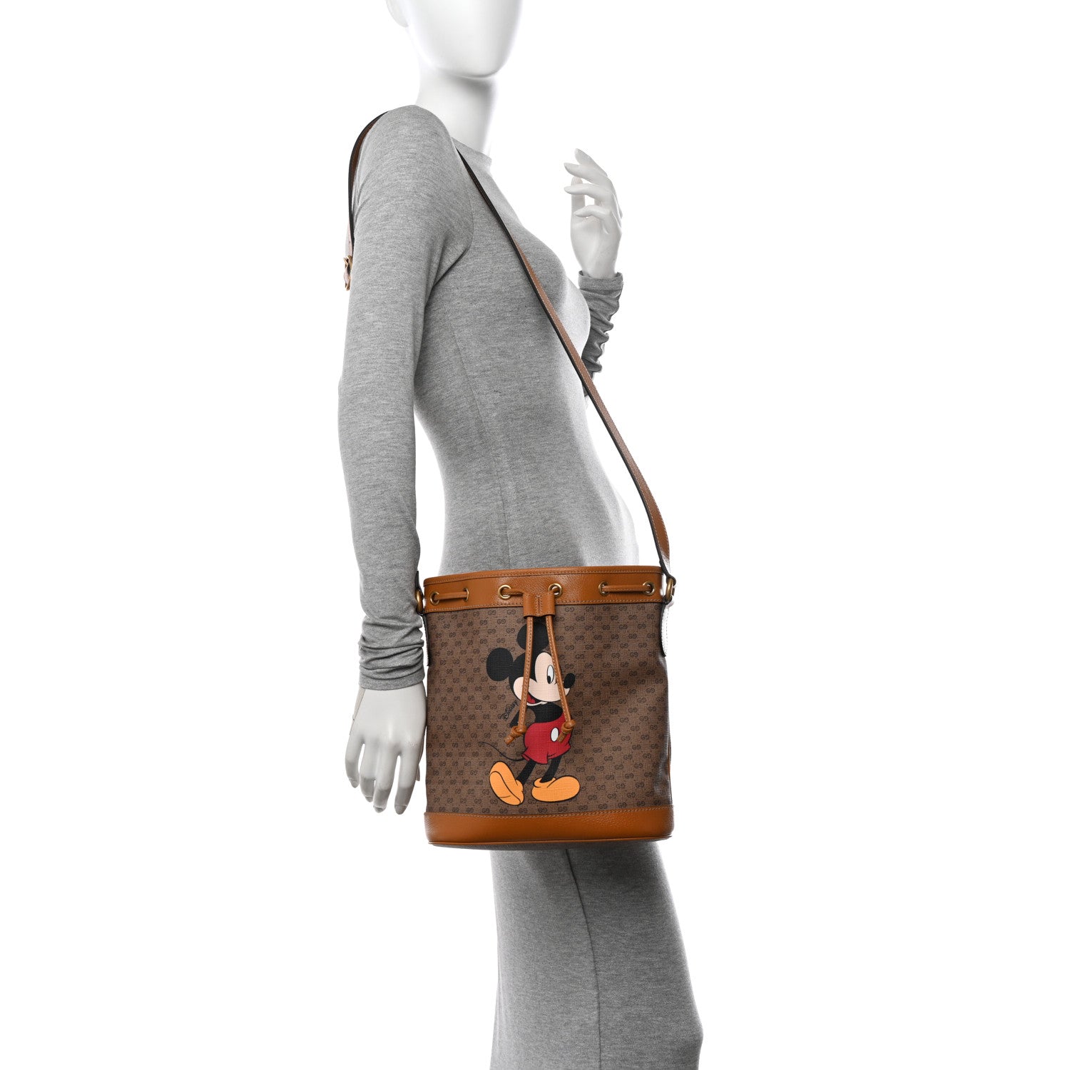 Gucci X DISNEY Mini Vintage GG Supreme Monogram Bucket Bag Beige Vintage Sun Oil 2 of 11