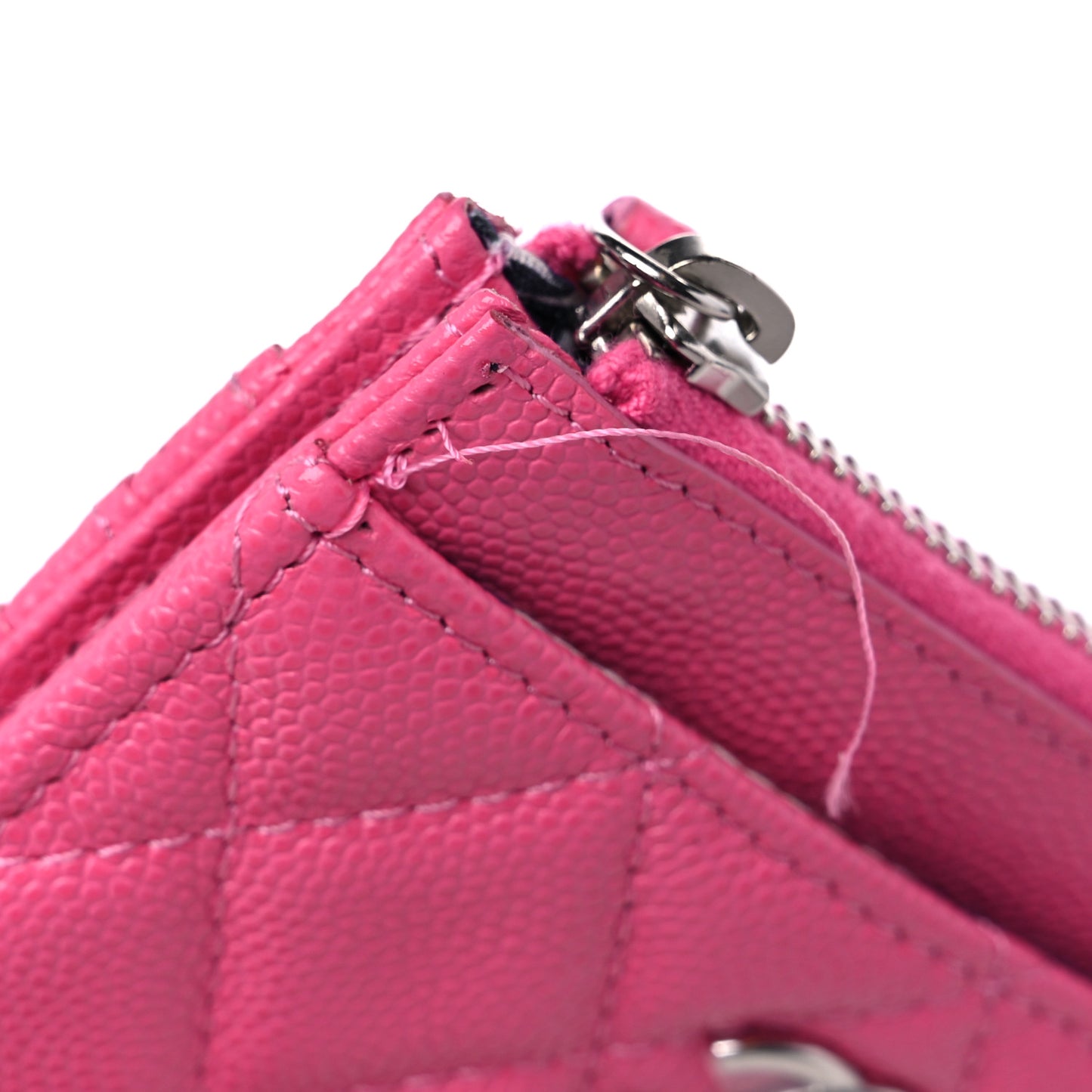 Caviar Quilted CC Zip Card Holder Dark Pink