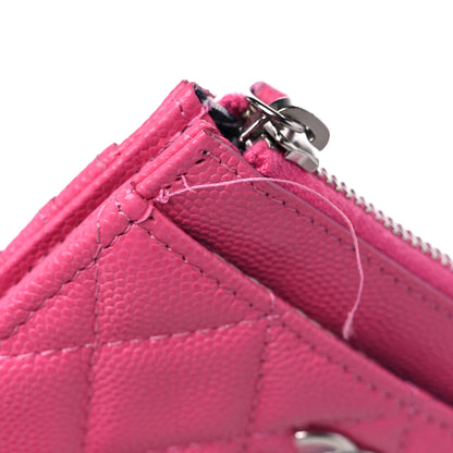 Chanel Caviar Quilted CC Zip Card Holder Dark Pink 10 of 11