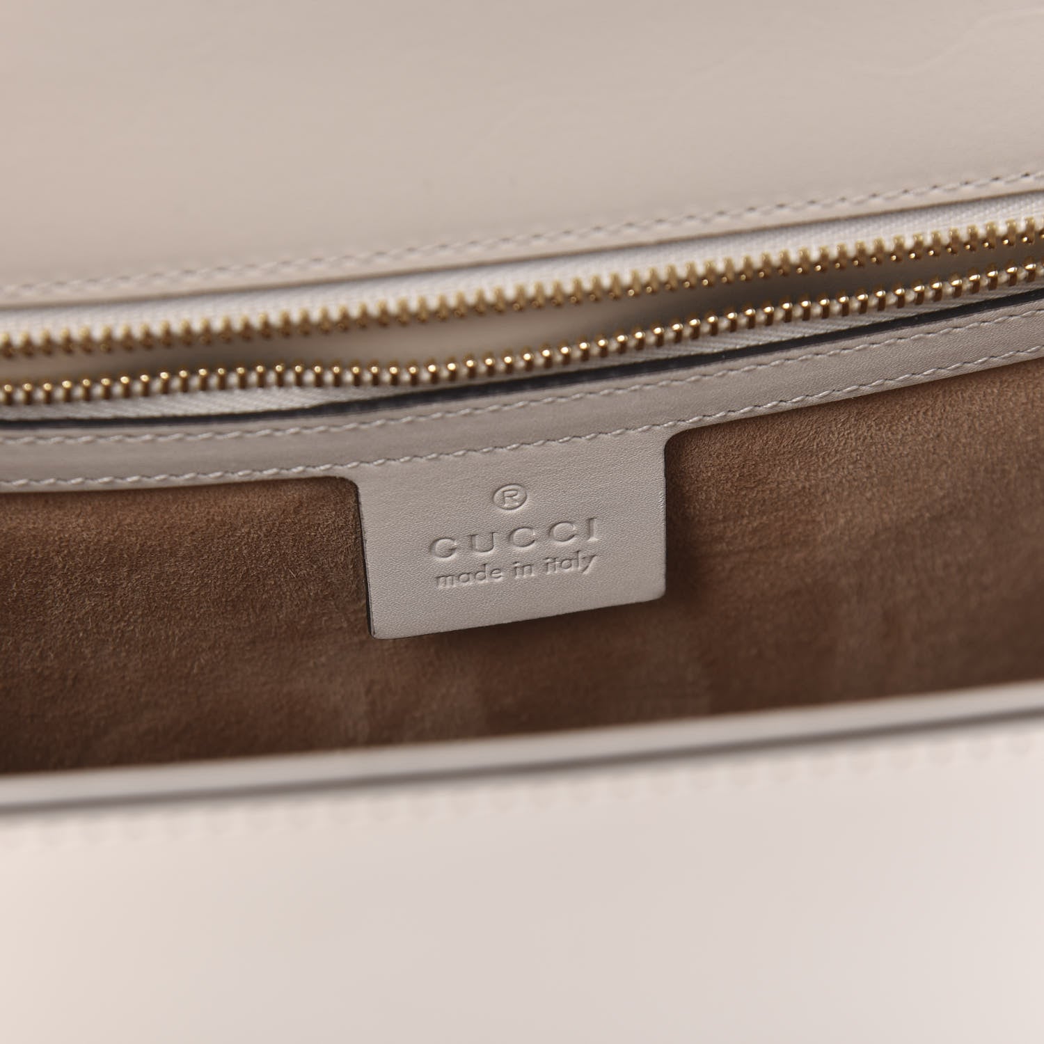 Gucci Calfskin Embroidered Medium Sylvie Top Handle Bag White 9 of 11