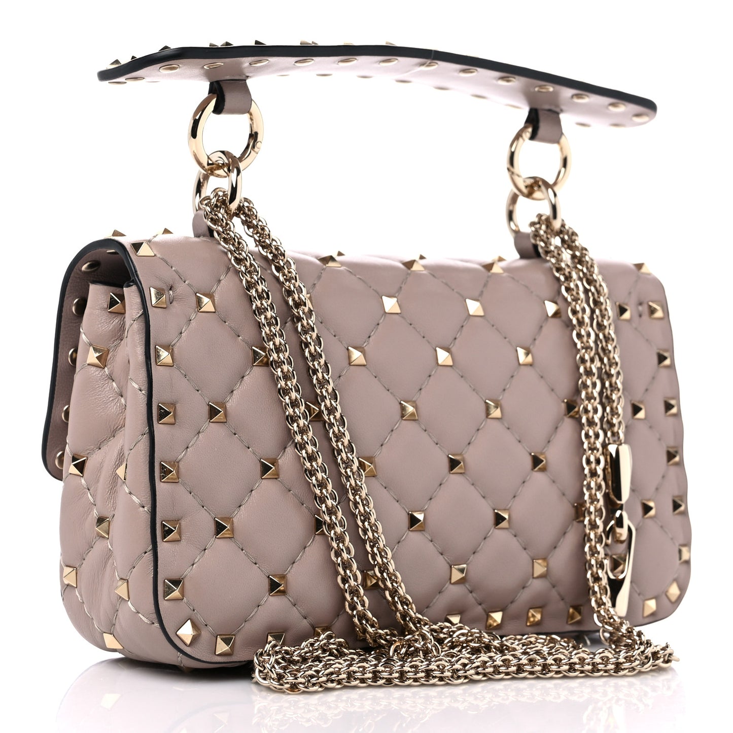 Nappa Small Rockstud Spike Shoulder Bag Poudre