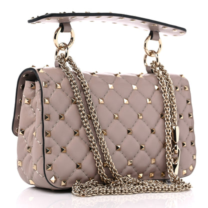 Valentino Garavani Nappa Small Rockstud Spike Shoulder Bag Poudre 3 of 8