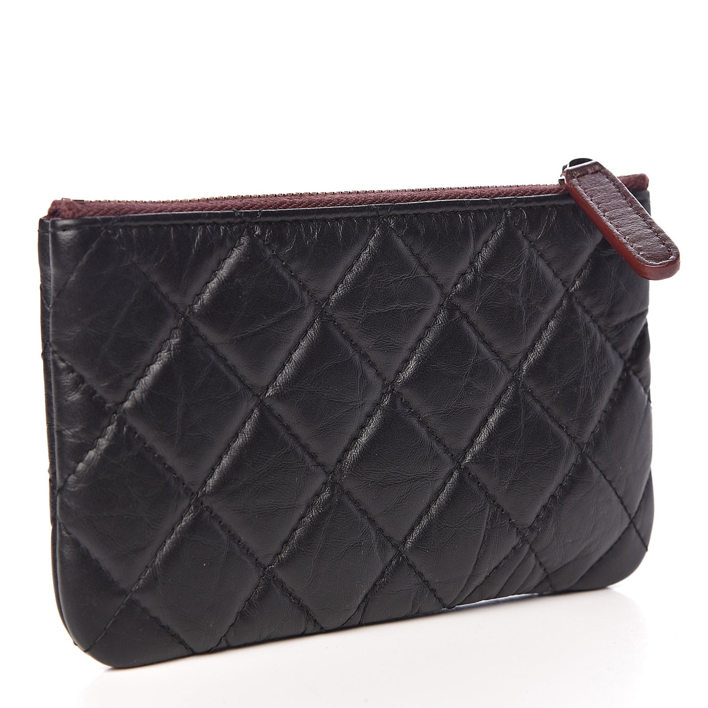 Aged Calfskin Quilted Small Reissue Cosmetic Case Black