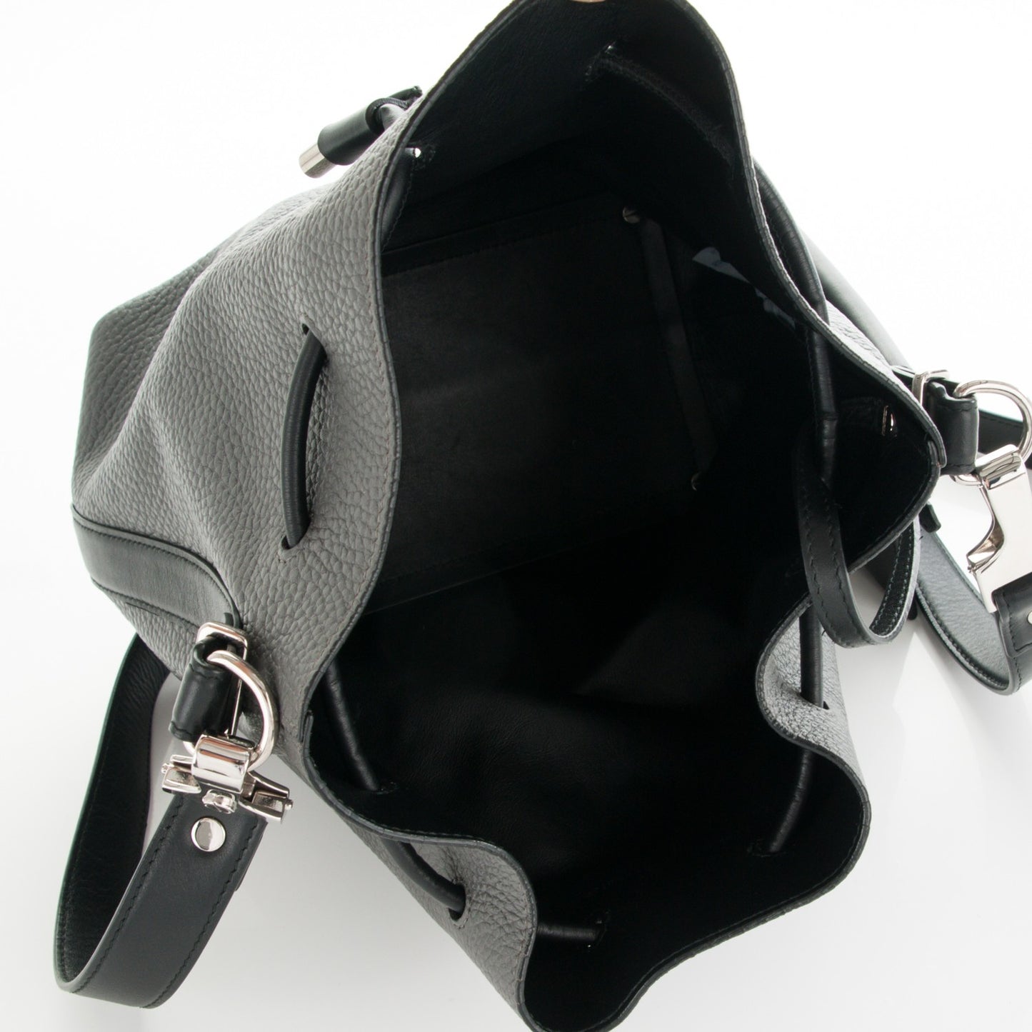 Calfskin Buffalo Medium Bucket Bag Grey