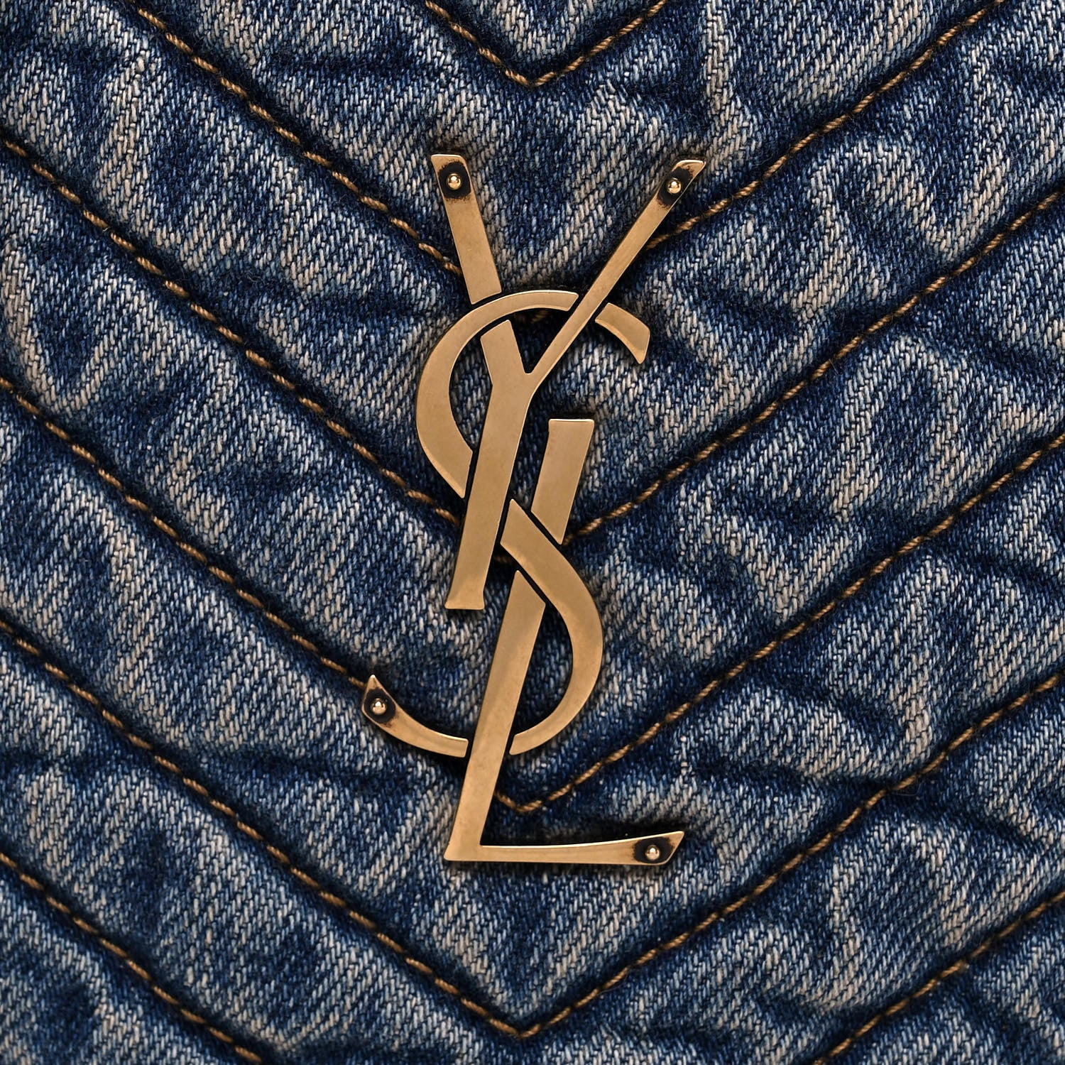 Saint Laurent Denim Quilted Monogram Round Crossbody Bag Rodeo Blue 9 of 11