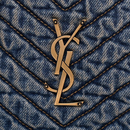 Saint Laurent Denim Quilted Monogram Round Crossbody Bag Rodeo Blue 9 of 11