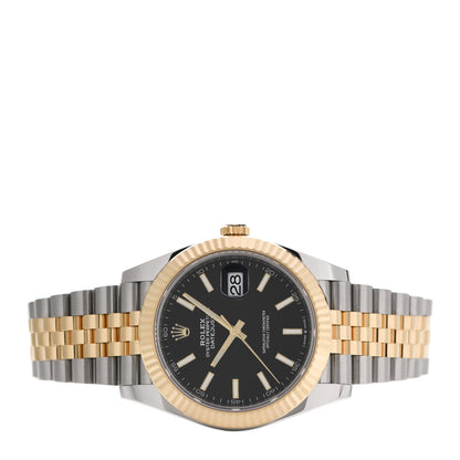 Rolex Stainless Steel 18K Yellow Gold 41mm Oyster Perpetual Datejust Watch Black 126333 2 of 5
