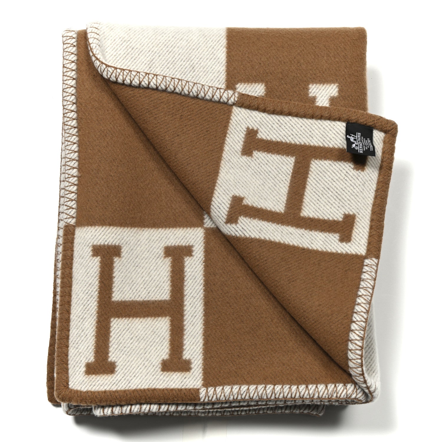 Hermes Wool Cashmere Avalon Blanket Ecru Camel 2 of 3
