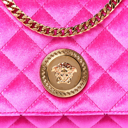 Versace Velvet Quilted Medusa Chain Crossbody Pink 9 of 12