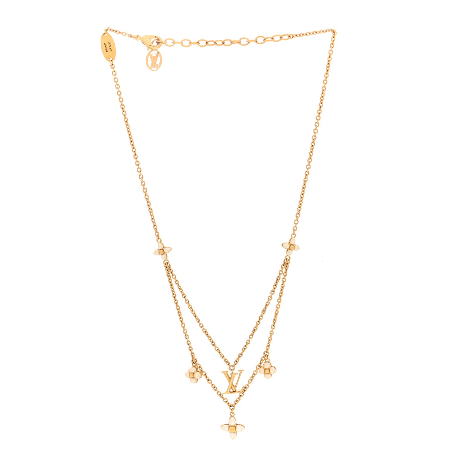 Louis Vuitton Pearl LV Floragram Necklace Gold 3 of 4