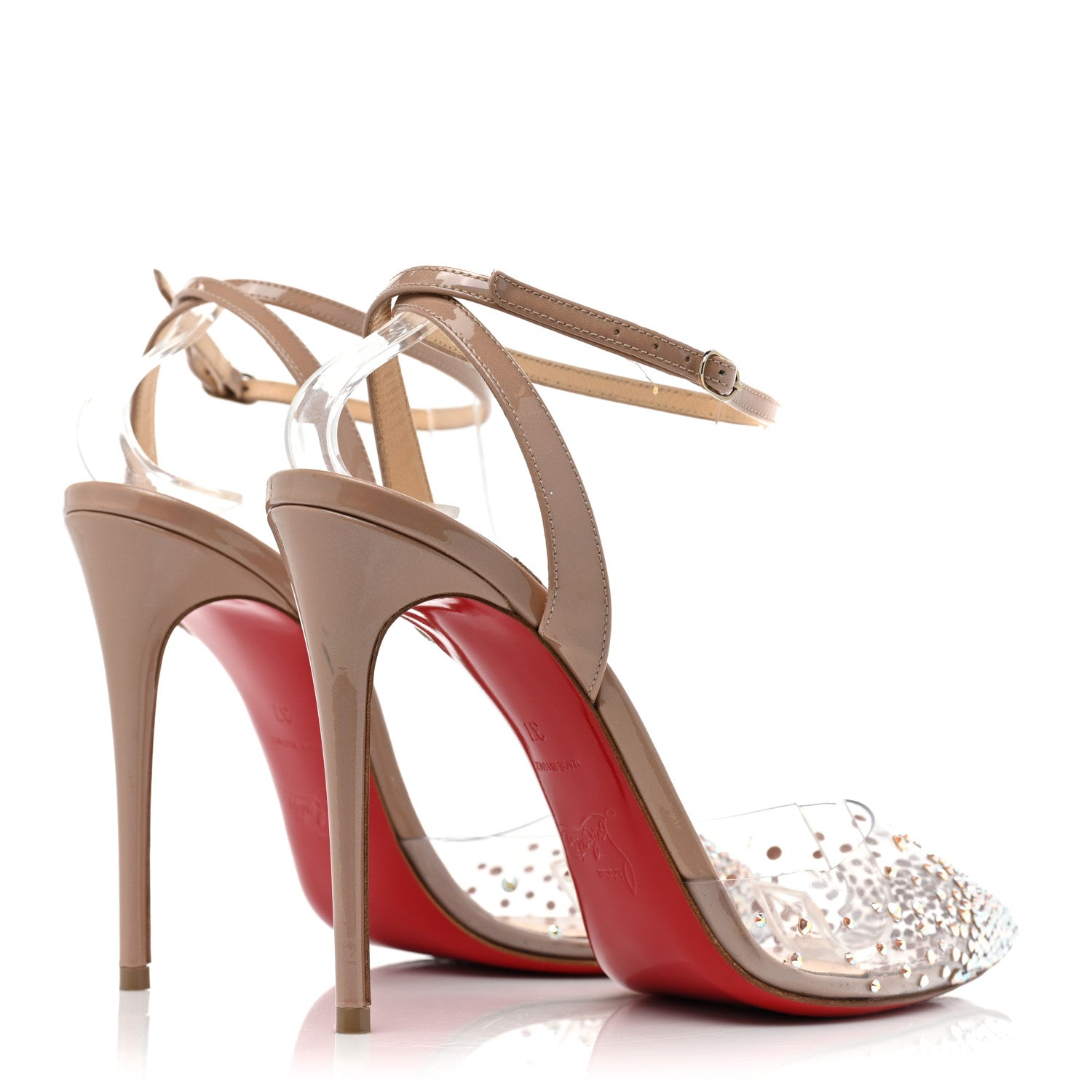 Christian Louboutin PVC Calf Alicoco Spikaqueen 100 Pumps 37 Nude 4 of 14