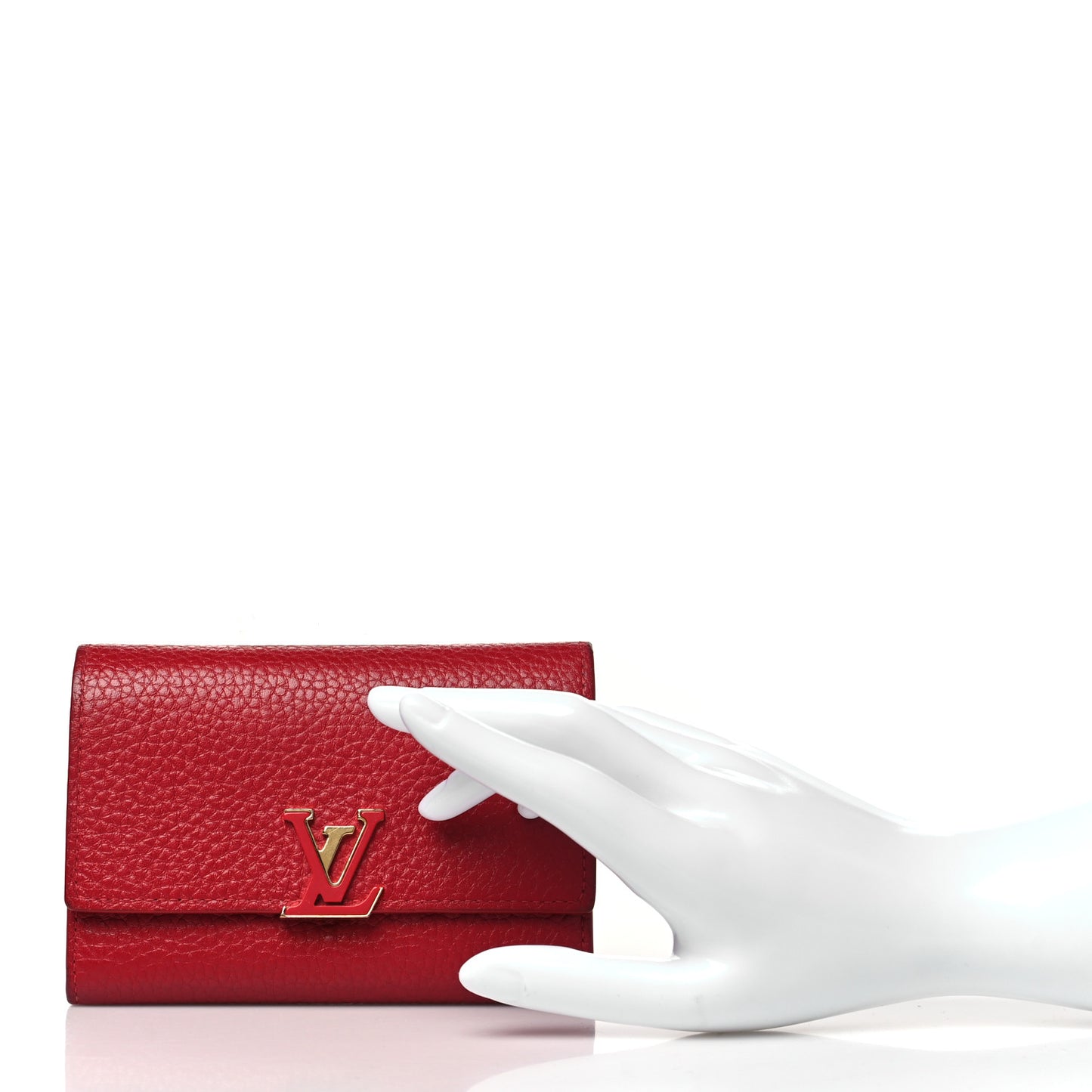 Taurillon Capucines Compact Wallet Scarlet