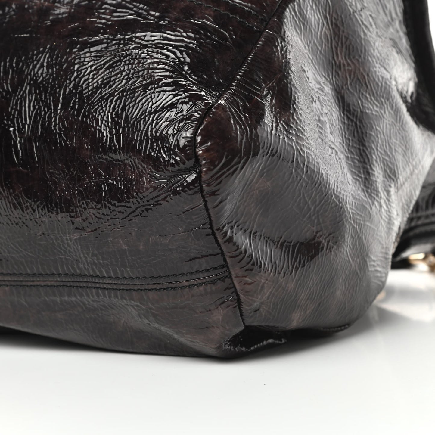 Crinkled Patent Medium Pandora Bag Aubergine