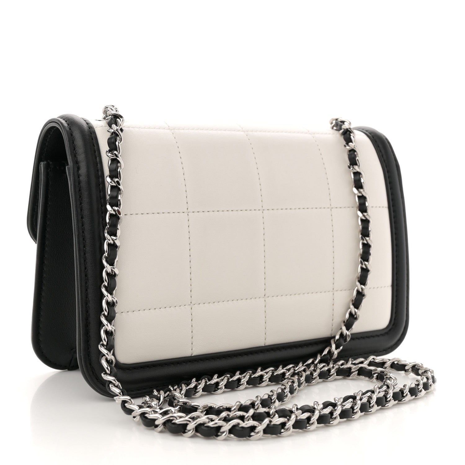 Chanel Lambskin Calfskin Mini Chocolate Bar Flap Bag White Black 3 of 10