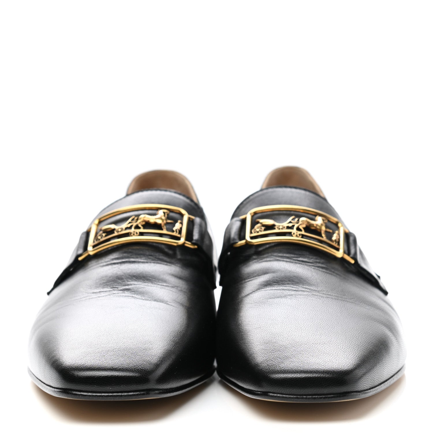 Hermes Goatskin Womens Time Loafers 36.5 Black 2 of 7