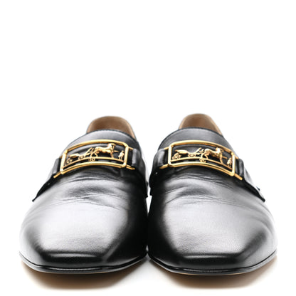 Hermes Goatskin Womens Time Loafers 36.5 Black 2 of 7