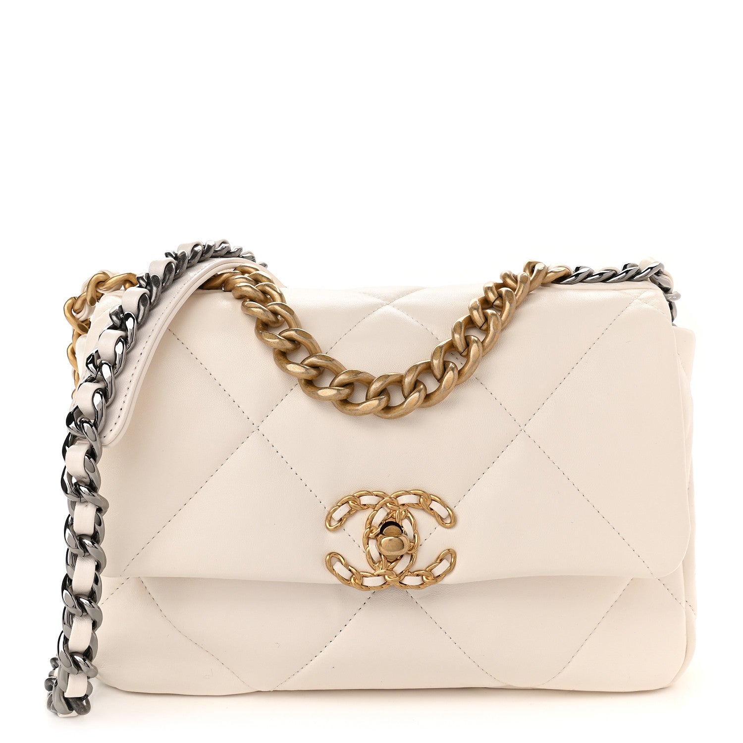 Chanel Lambskin Quilted Medium Chanel 19 Flap White 1 of 9