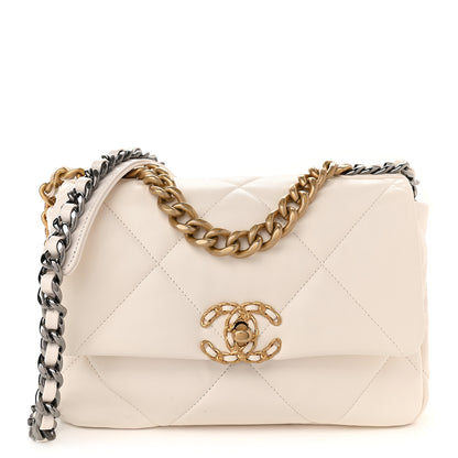 Chanel Lambskin Quilted Medium Chanel 19 Flap White 1 of 9