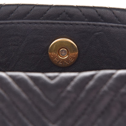 Chanel Wrinkled Lambskin Chevron Quilted Large Surpique Tote Black 9 of 11