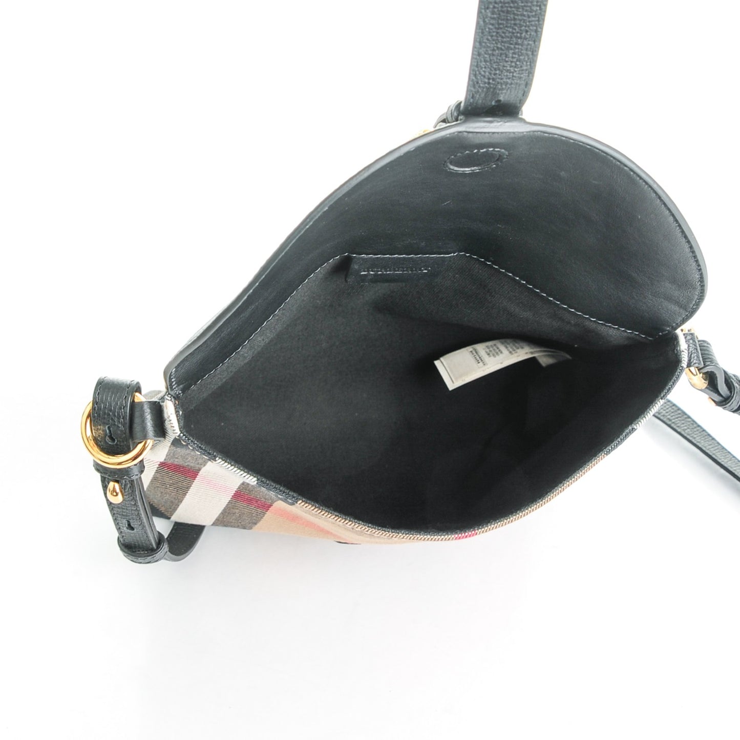 Horseshoe Calfskin House Check Small Milton Crossbody Bag Black