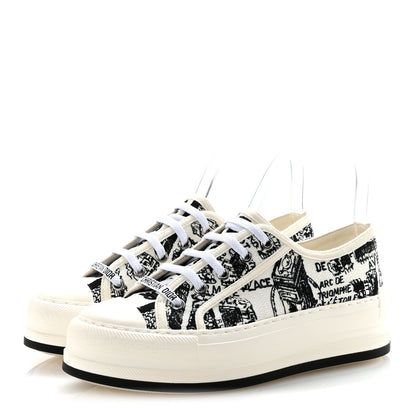Christian Dior Canvas Embroidered Plan De Paris Womens Walk'N'Dior Platform Sneakers 36.5 White Black 7 of 20