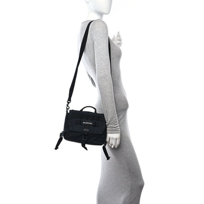 Balenciaga Nylon Logo Embroidered Army Messenger Bag Black 2 of 9