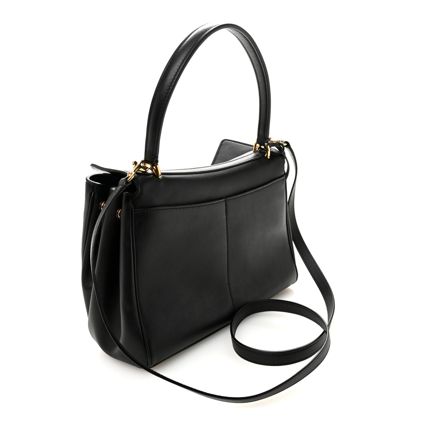 Natural Smooth Calfskin Small Rodeo Top Handle Handbag Black