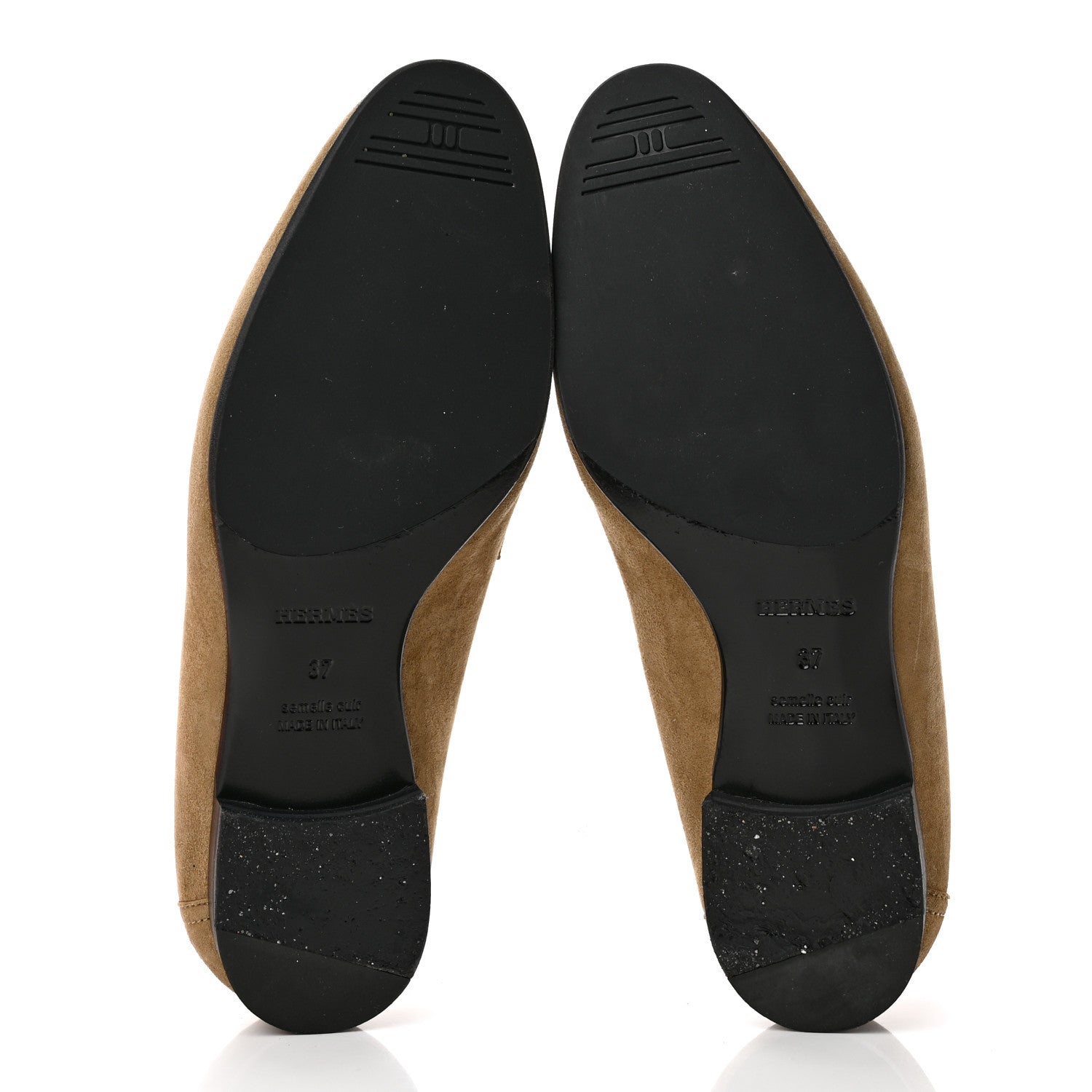 Hermes Suede Goatskin Womens Royal Loafers 37 Beige 5 of 13