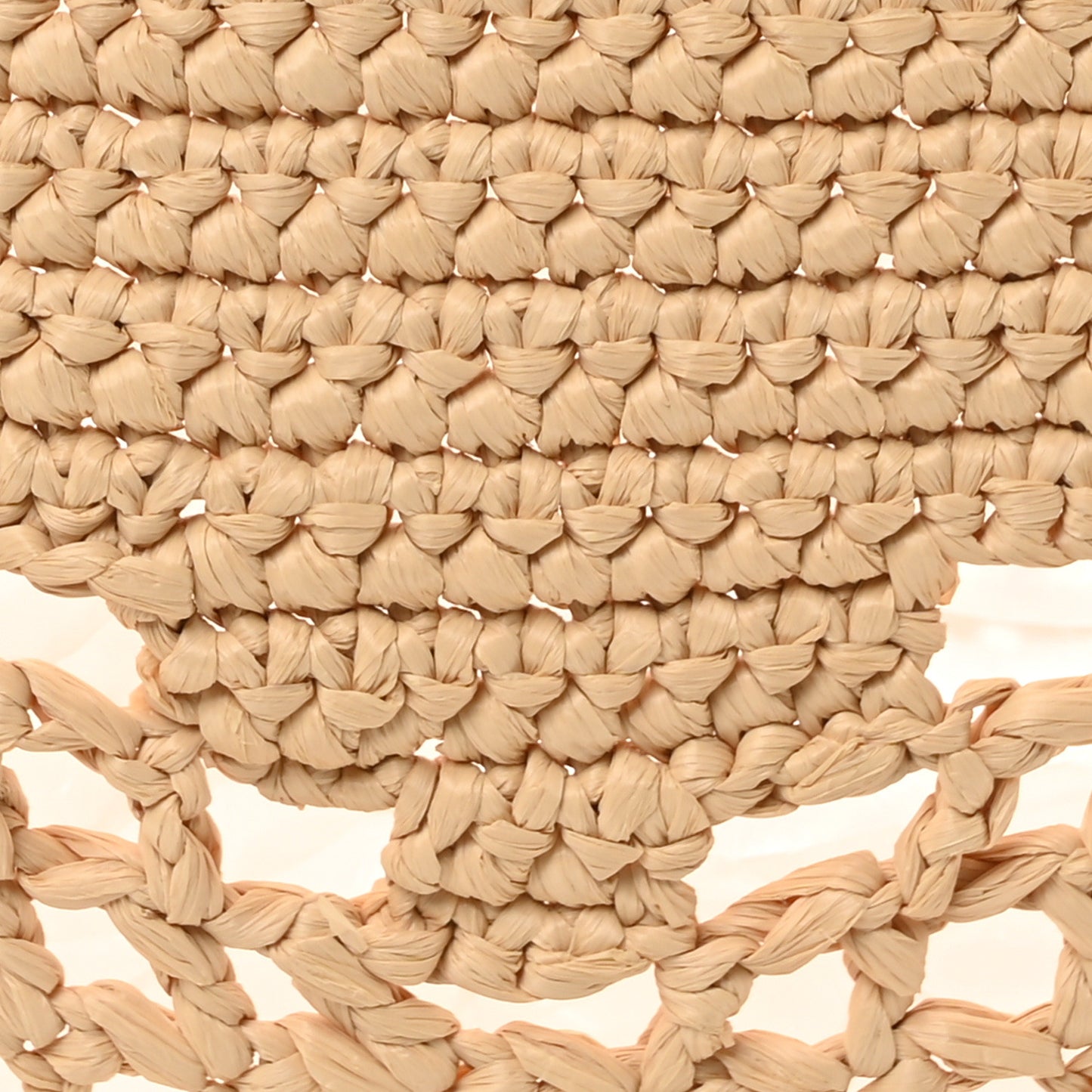 Yarn Raffia Effect Crochet Logo Embroidered Tote Bag Naturale