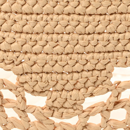 Prada Yarn Raffia Effect Crochet Logo Embroidered Tote Bag Naturale 7 of 9