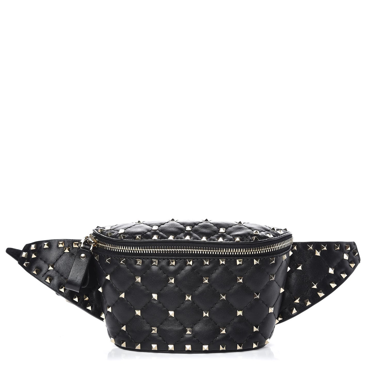 Lambskin Rockstud Spike Belt Bag 95 Black