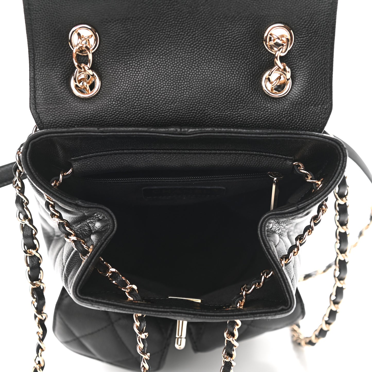 Caviar Quilted Pockets Backpack Black