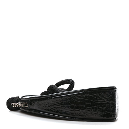 Saint Laurent Patent Crocodile Embossed Sac Coeur Heart Shaped Clutch Black 4 of 8