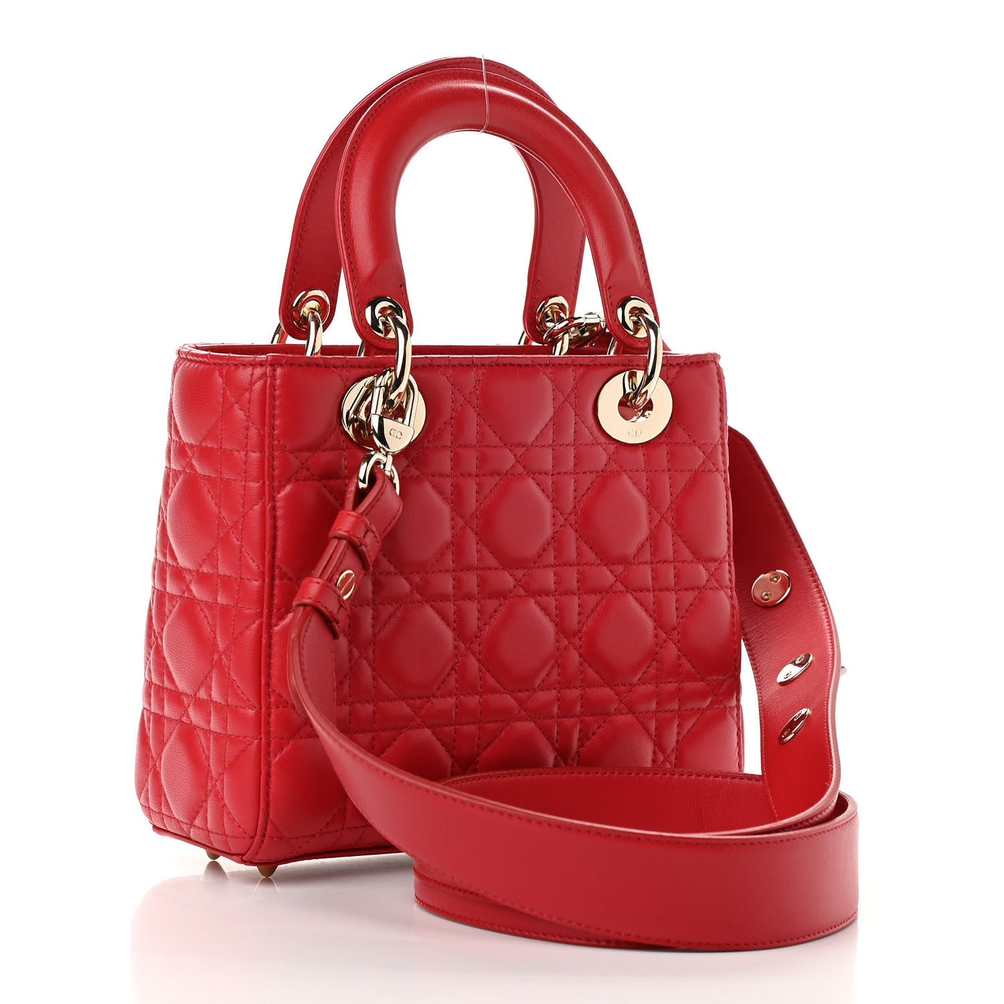 Lambskin Cannage Small Lucky Badges My Lady Dior Red