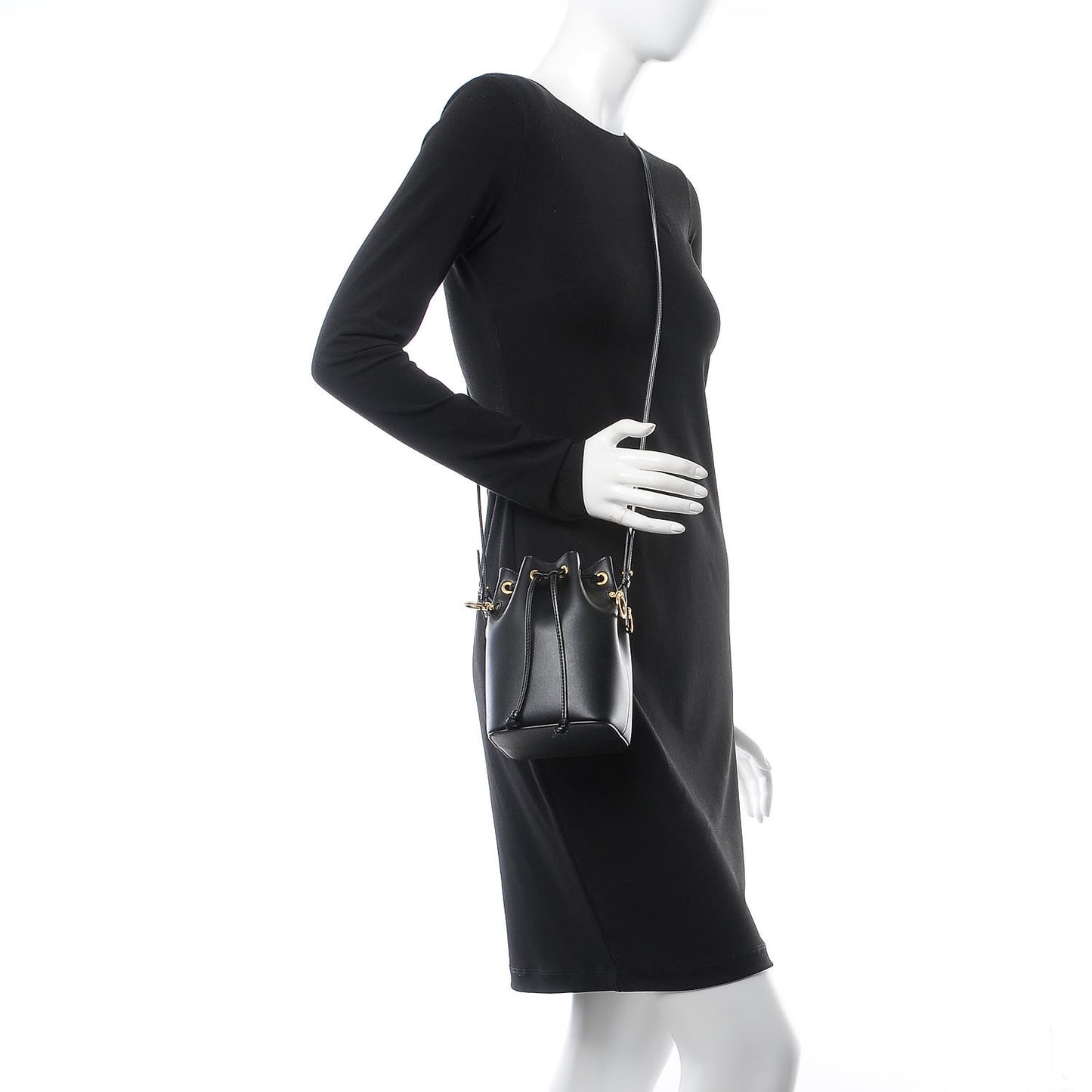 Vitello Liberty Lucido F is Fendi Mini Mon Tresor Bucket Bag Black