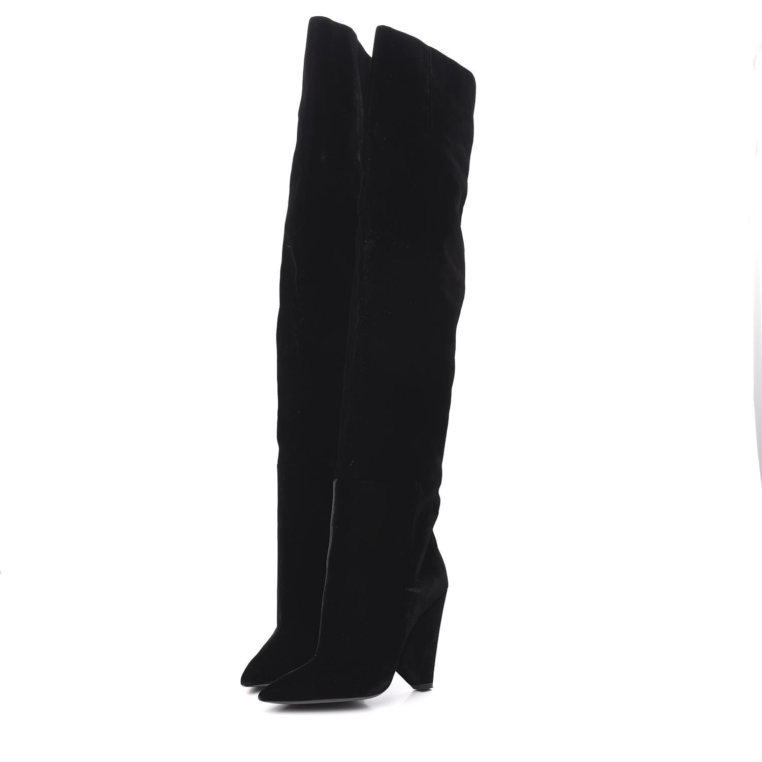 Saint Laurent Velvet Niki 105 Thigh High Boots 36.5 Black 3 of 8