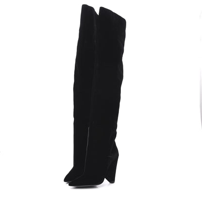 Saint Laurent Velvet Niki 105 Thigh High Boots 36.5 Black 3 of 8
