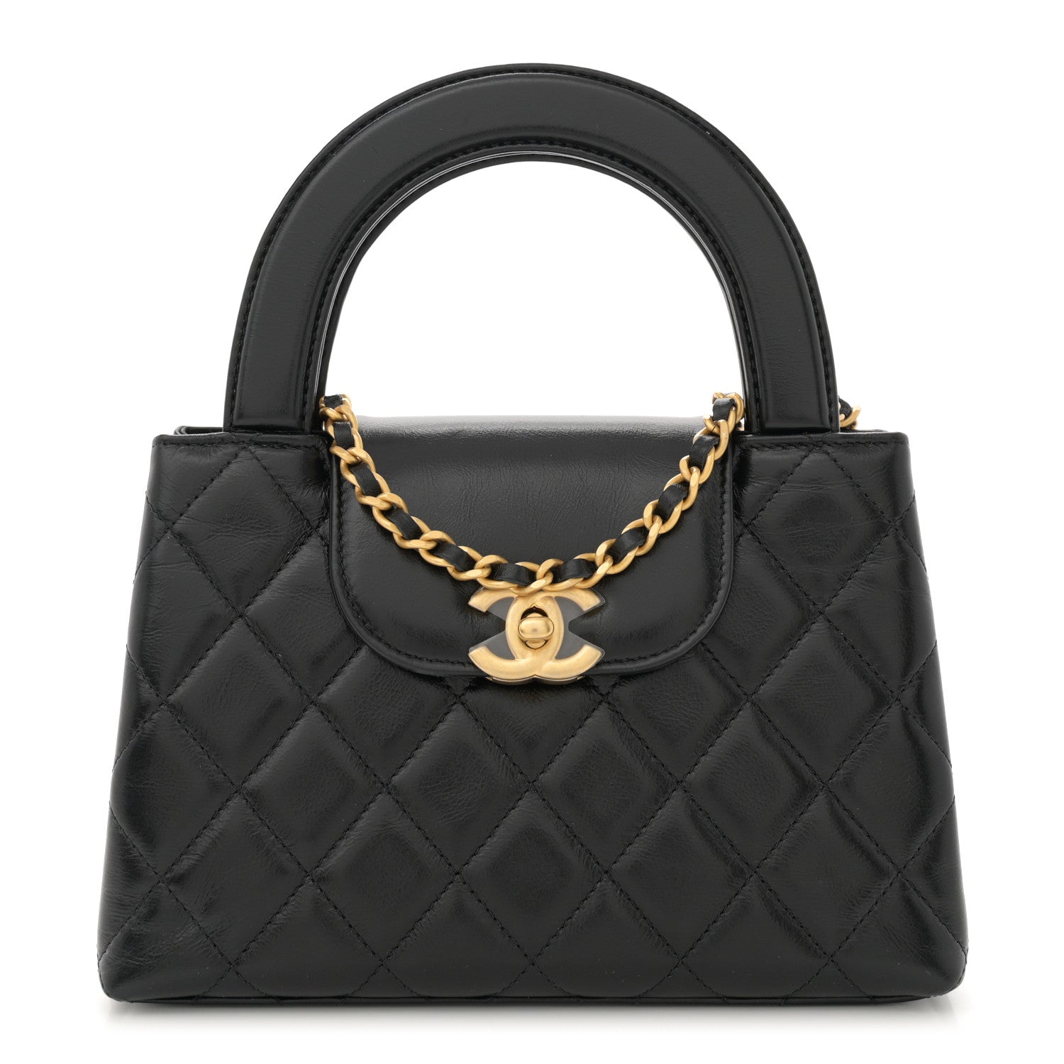 Chanel Shiny Aged Calfskin Quilted Nano Kelly Shopper Black 1 of 11