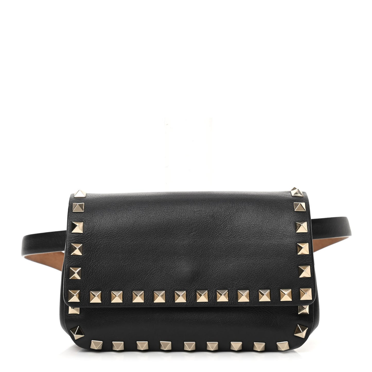 Calfskin Rockstud Belt Bag Black