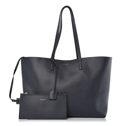 Saint Laurent Calfskin Large Shopping Tote Deep Marine 1 of 15