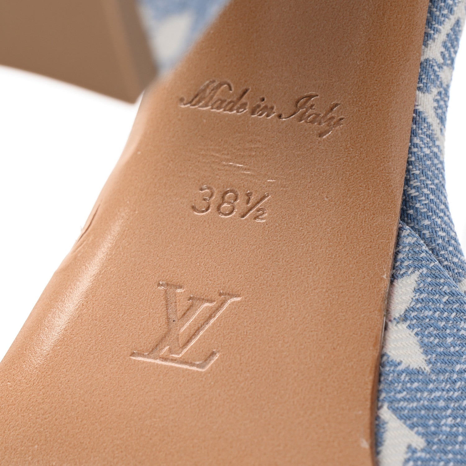 Louis Vuitton Monogram Jacquard Denim Platform Sandals 38.5 Blue